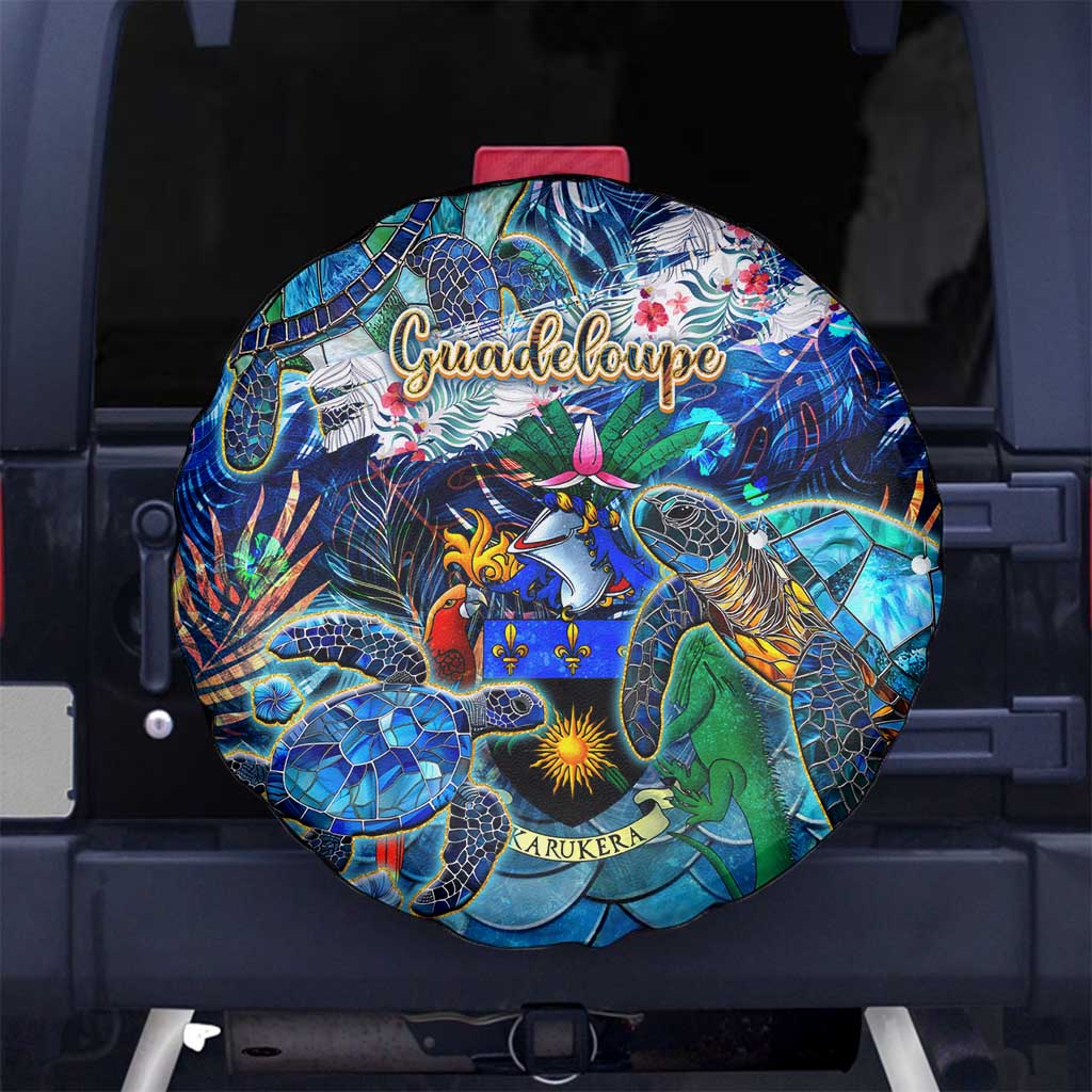 Guadeloupe Spare Tire Cover Sea Turtle Tropical Pattern - Wonder Print Shop