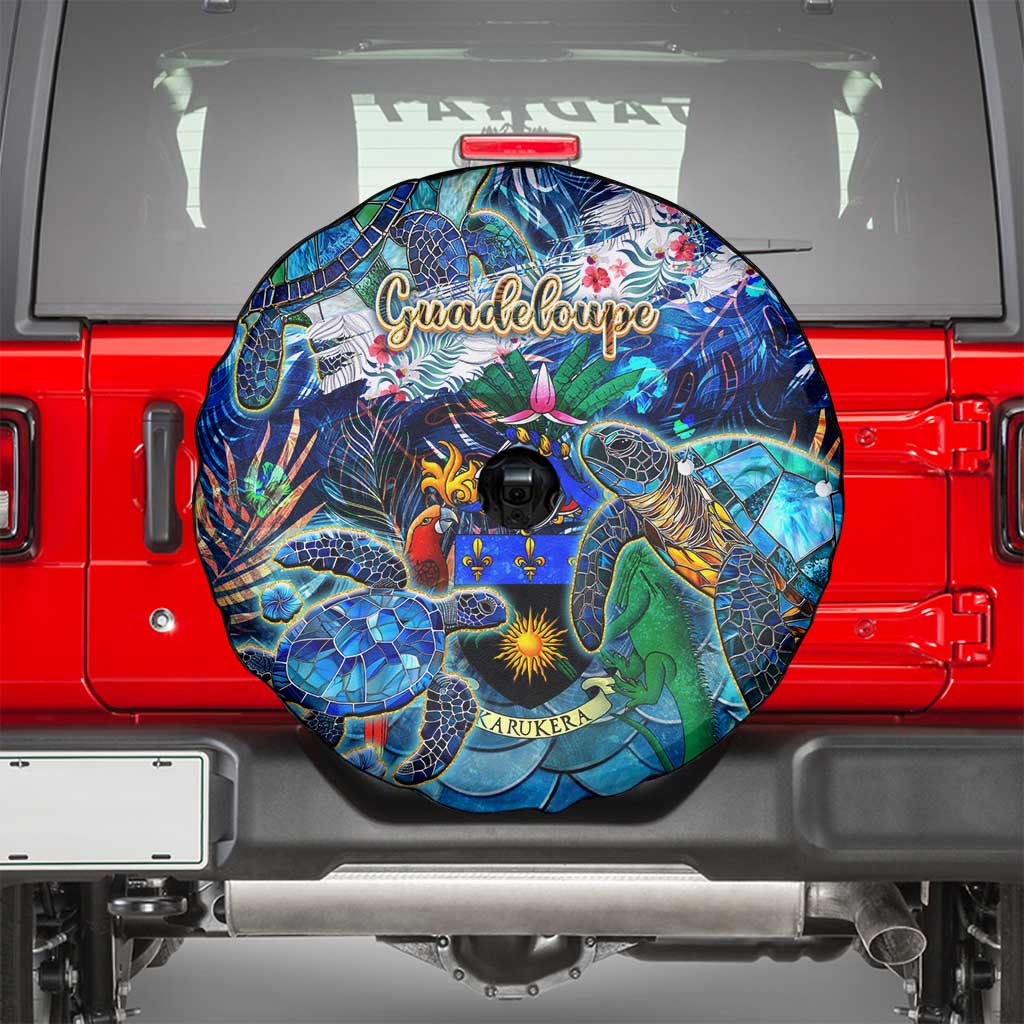 Guadeloupe Spare Tire Cover Sea Turtle Tropical Pattern - Wonder Print Shop