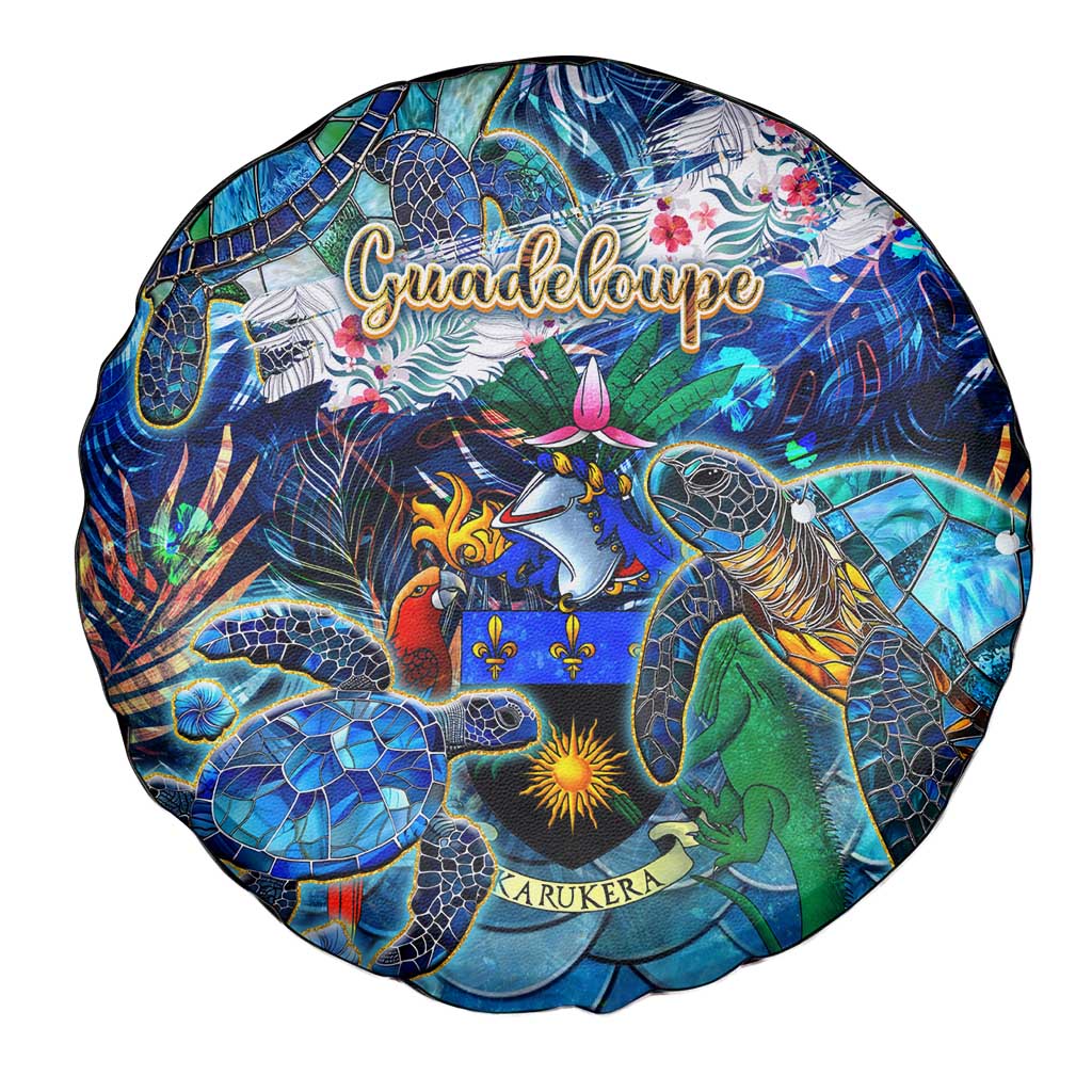 Guadeloupe Spare Tire Cover Sea Turtle Tropical Pattern - Wonder Print Shop