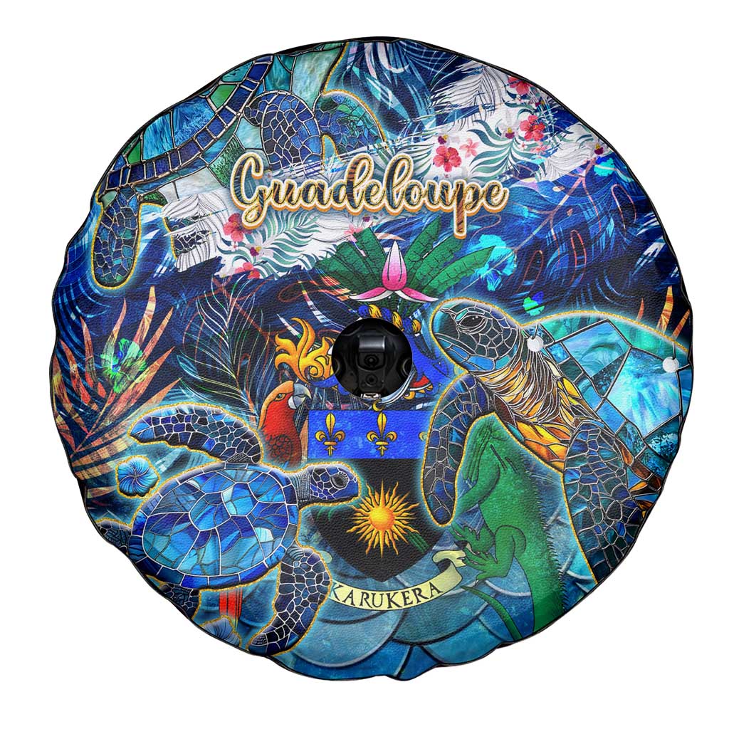 Guadeloupe Spare Tire Cover Sea Turtle Tropical Pattern - Wonder Print Shop