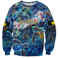Guadeloupe Sweatshirt Sea Turtle Tropical Pattern - Wonder Print Shop