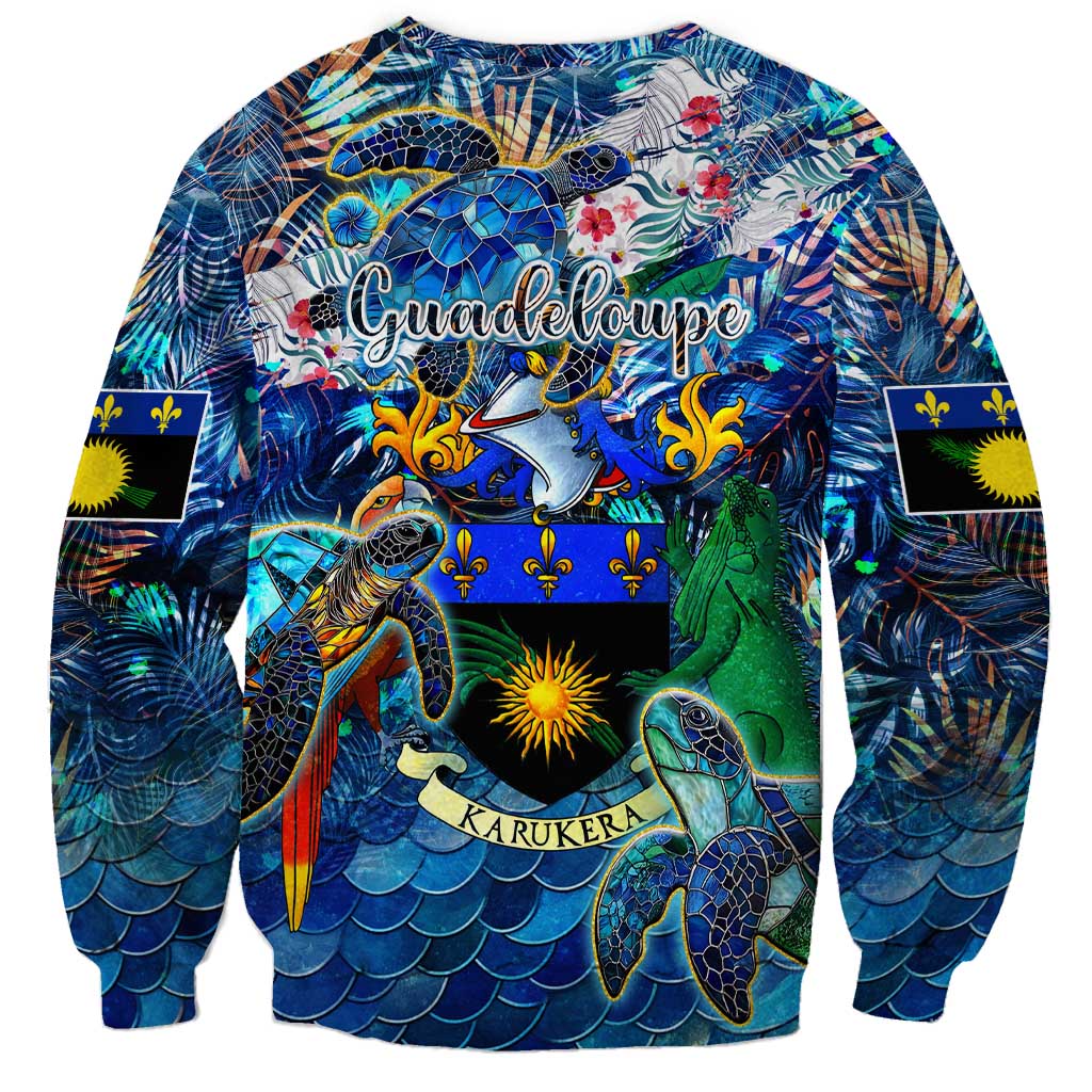 Guadeloupe Sweatshirt Sea Turtle Tropical Pattern - Wonder Print Shop