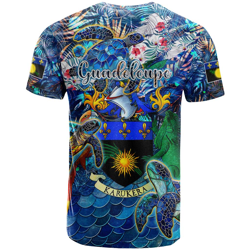 Guadeloupe T Shirt Sea Turtle Tropical Pattern - Wonder Print Shop