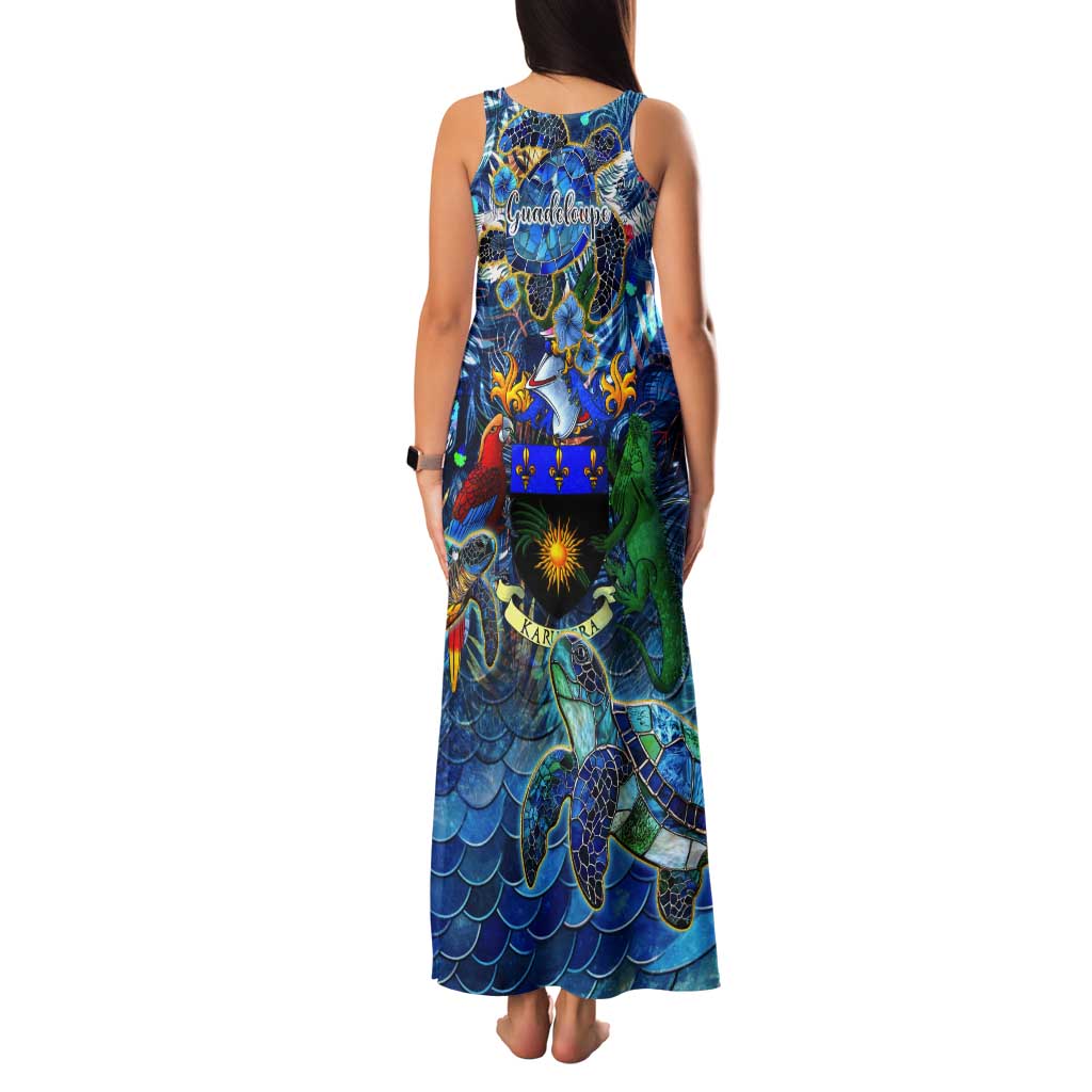 Guadeloupe Tank Maxi Dress Sea Turtle Tropical Pattern - Wonder Print Shop