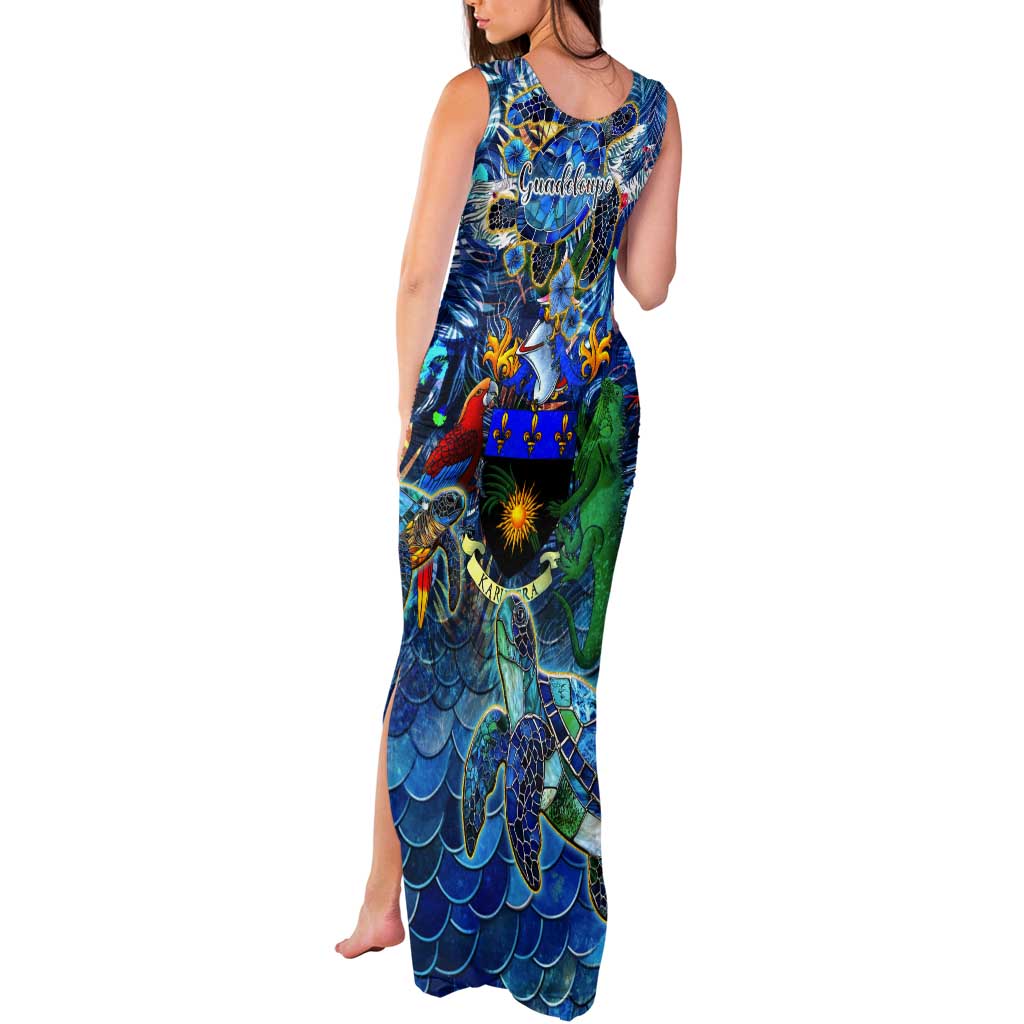 Guadeloupe Tank Maxi Dress Sea Turtle Tropical Pattern - Wonder Print Shop