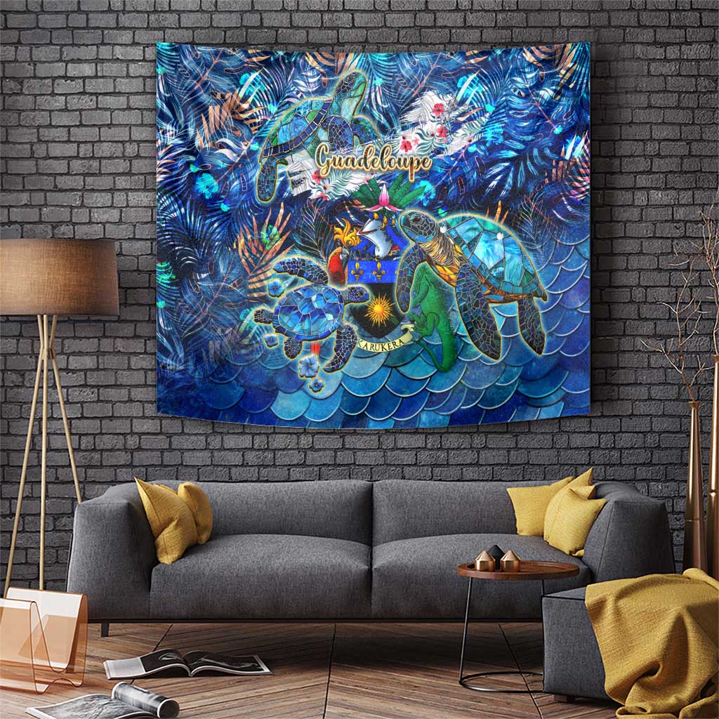 Guadeloupe Tapestry Sea Turtle Tropical Pattern - Wonder Print Shop