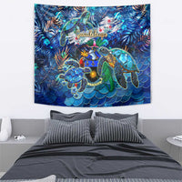 Guadeloupe Tapestry Sea Turtle Tropical Pattern - Wonder Print Shop