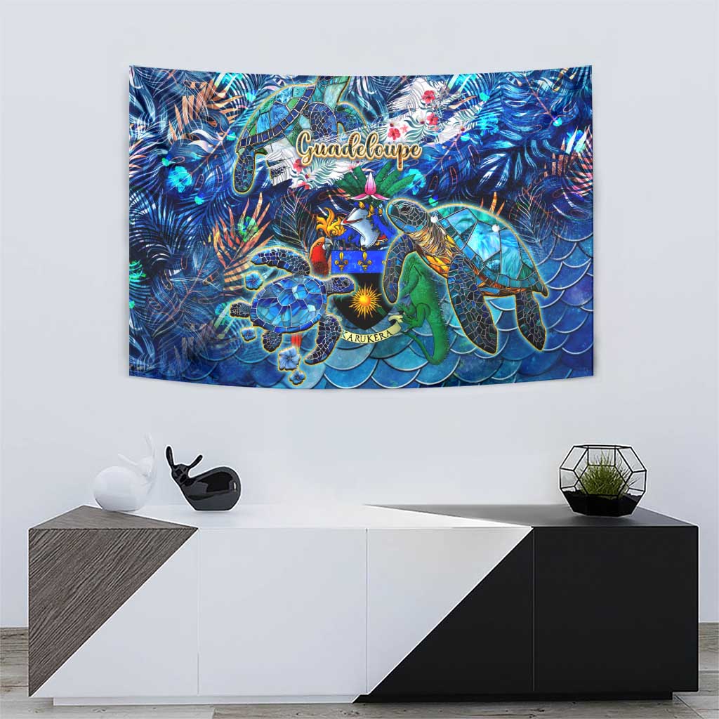 Guadeloupe Tapestry Sea Turtle Tropical Pattern - Wonder Print Shop