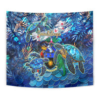 Guadeloupe Tapestry Sea Turtle Tropical Pattern - Wonder Print Shop