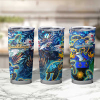 Guadeloupe Tumbler Cup Sea Turtle Tropical Pattern - Wonder Print Shop