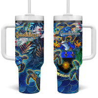 Guadeloupe Tumbler With Handle Sea Turtle Tropical Pattern - Wonder Print Shop