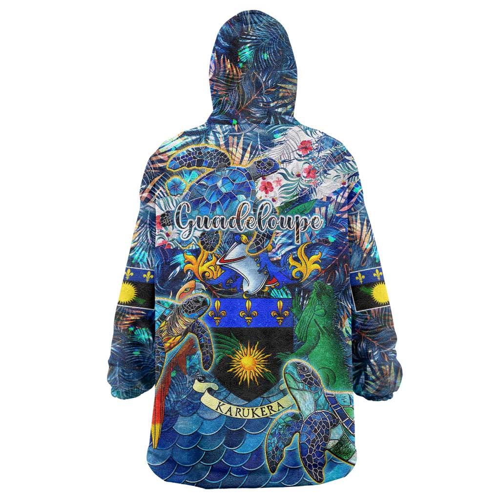 Guadeloupe Wearable Blanket Hoodie Sea Turtle Tropical Pattern - Wonder Print Shop