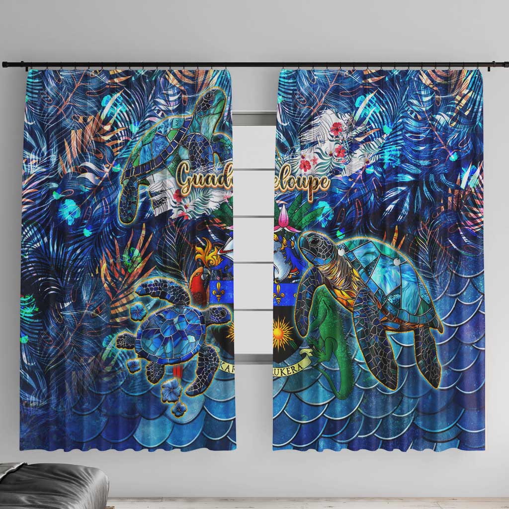 Guadeloupe Window Curtain Sea Turtle Tropical Pattern - Wonder Print Shop