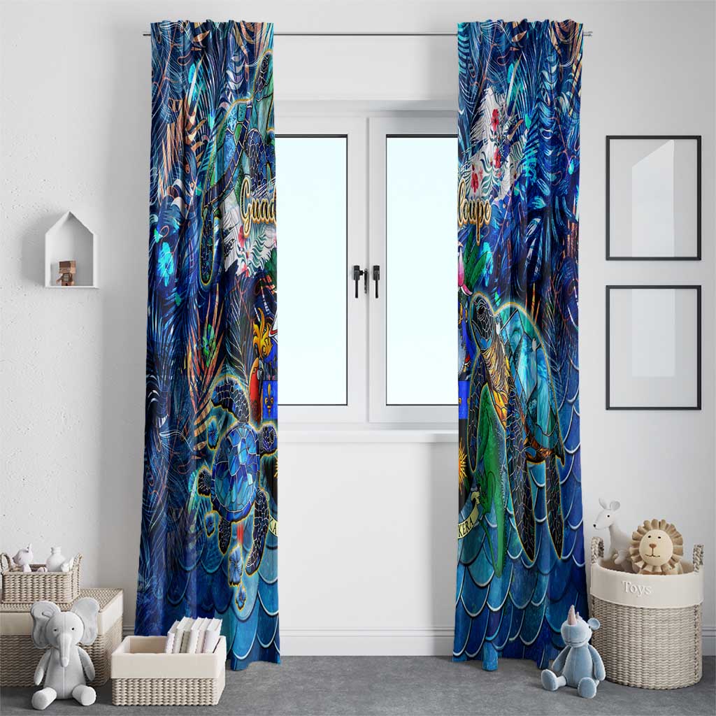 Guadeloupe Window Curtain Sea Turtle Tropical Pattern - Wonder Print Shop