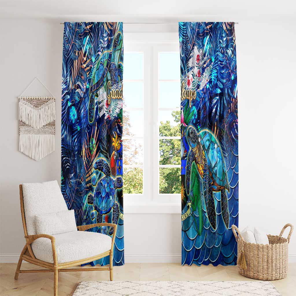 Guadeloupe Window Curtain Sea Turtle Tropical Pattern - Wonder Print Shop