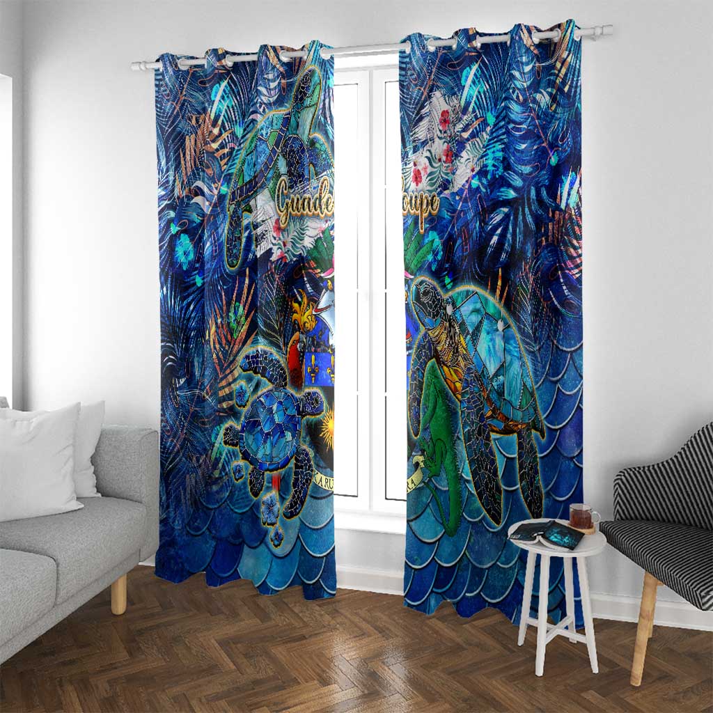 Guadeloupe Window Curtain Sea Turtle Tropical Pattern - Wonder Print Shop