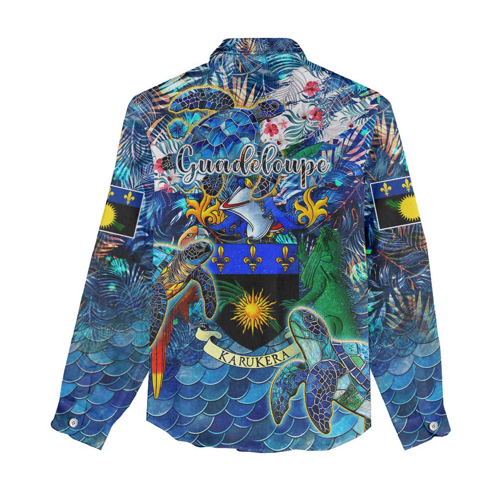 Guadeloupe Women Casual Shirt Sea Turtle Tropical Pattern - Wonder Print Shop