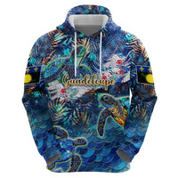 Guadeloupe Zip Hoodie Sea Turtle Tropical Pattern - Wonder Print Shop