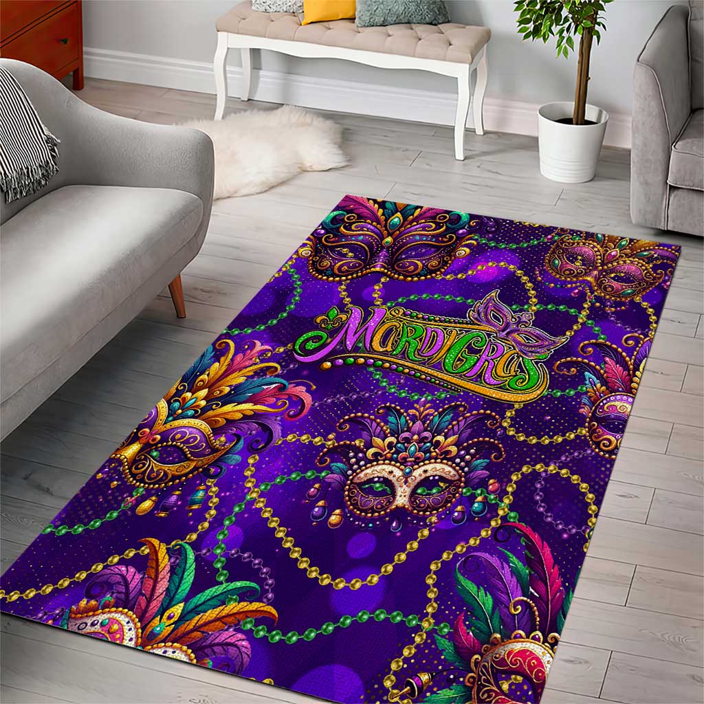 Mardi Gras Area Rug Mask Glitter Art