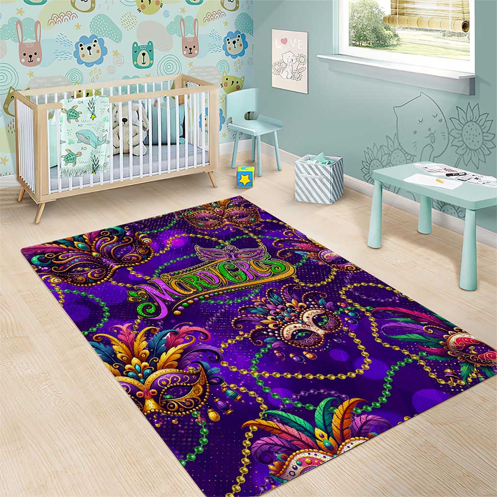 Mardi Gras Area Rug Mask Glitter Art