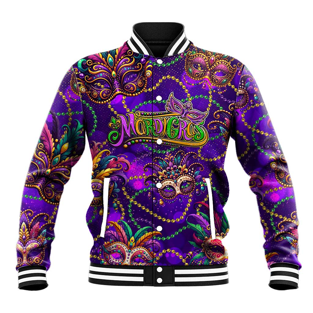 Mardi Gras Baseball Jacket Mask Glitter Art