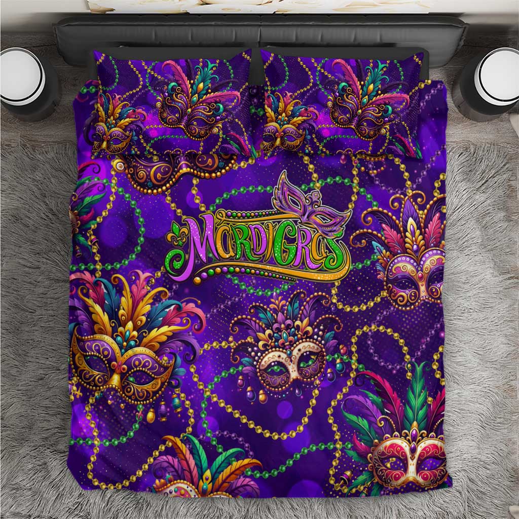 Mardi Gras Bedding Set Mask Glitter Art