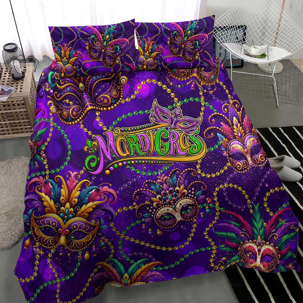 Mardi Gras Bedding Set Mask Glitter Art