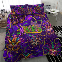 Mardi Gras Bedding Set Mask Glitter Art