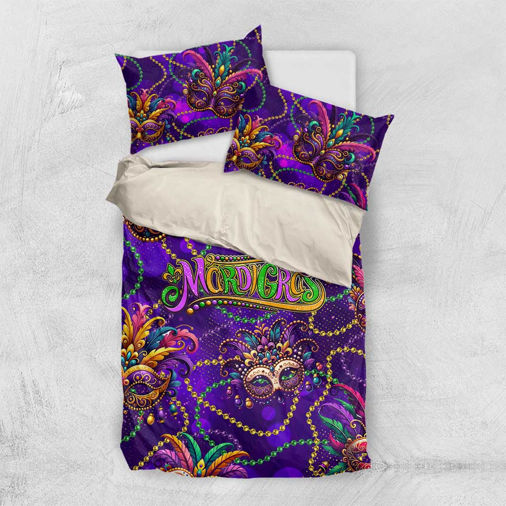 Mardi Gras Bedding Set Mask Glitter Art