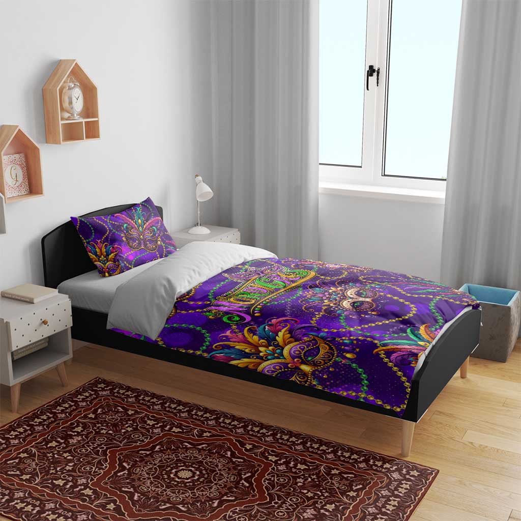 Mardi Gras Bedding Set Mask Glitter Art