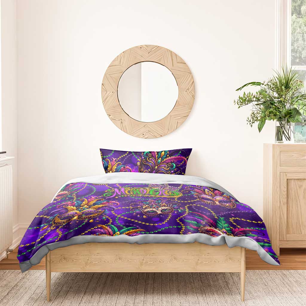 Mardi Gras Bedding Set Mask Glitter Art