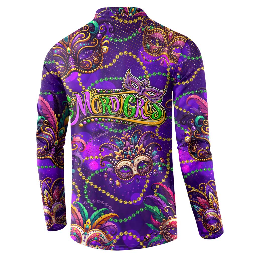 Mardi Gras Button Sweatshirt Mask Glitter Art