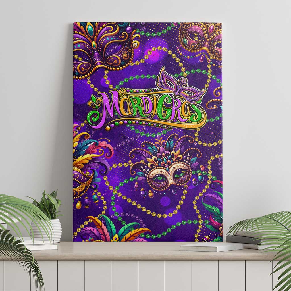 Mardi Gras Canvas Wall Art Mask Glitter Art