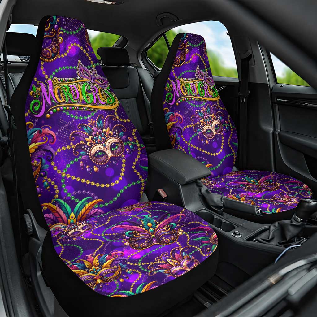Mardi Gras Car Seat Cover Mask Glitter Art