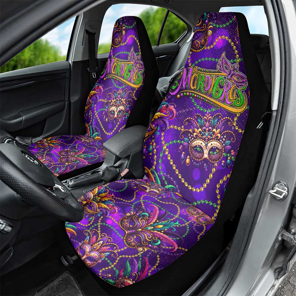 Mardi Gras Car Seat Cover Mask Glitter Art