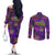 Mardi Gras Couples Matching Off The Shoulder Long Sleeve Dress and Long Sleeve Button Shirt Mask Glitter Art