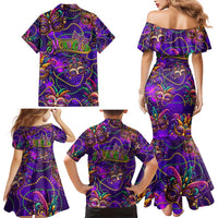 Mardi Gras Family Matching Mermaid Dress and Hawaiian Shirt Mask Glitter Art