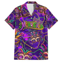 Mardi Gras Family Matching Off The Shoulder Long Sleeve Dress and Hawaiian Shirt Mask Glitter Art