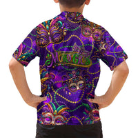 Mardi Gras Family Matching Puletasi and Hawaiian Shirt Mask Glitter Art