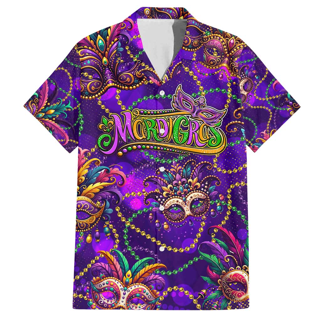 Mardi Gras Family Matching Puletasi and Hawaiian Shirt Mask Glitter Art