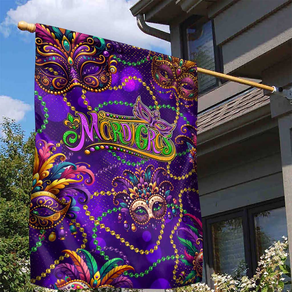 Mardi Gras Garden Flag Mask Glitter Art - Wonder Print Shop