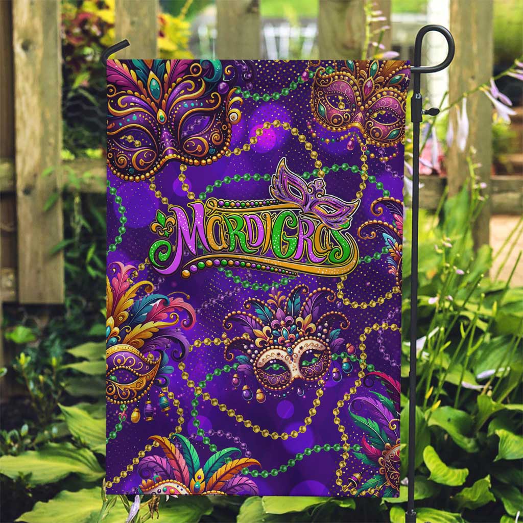 Mardi Gras Garden Flag Mask Glitter Art - Wonder Print Shop