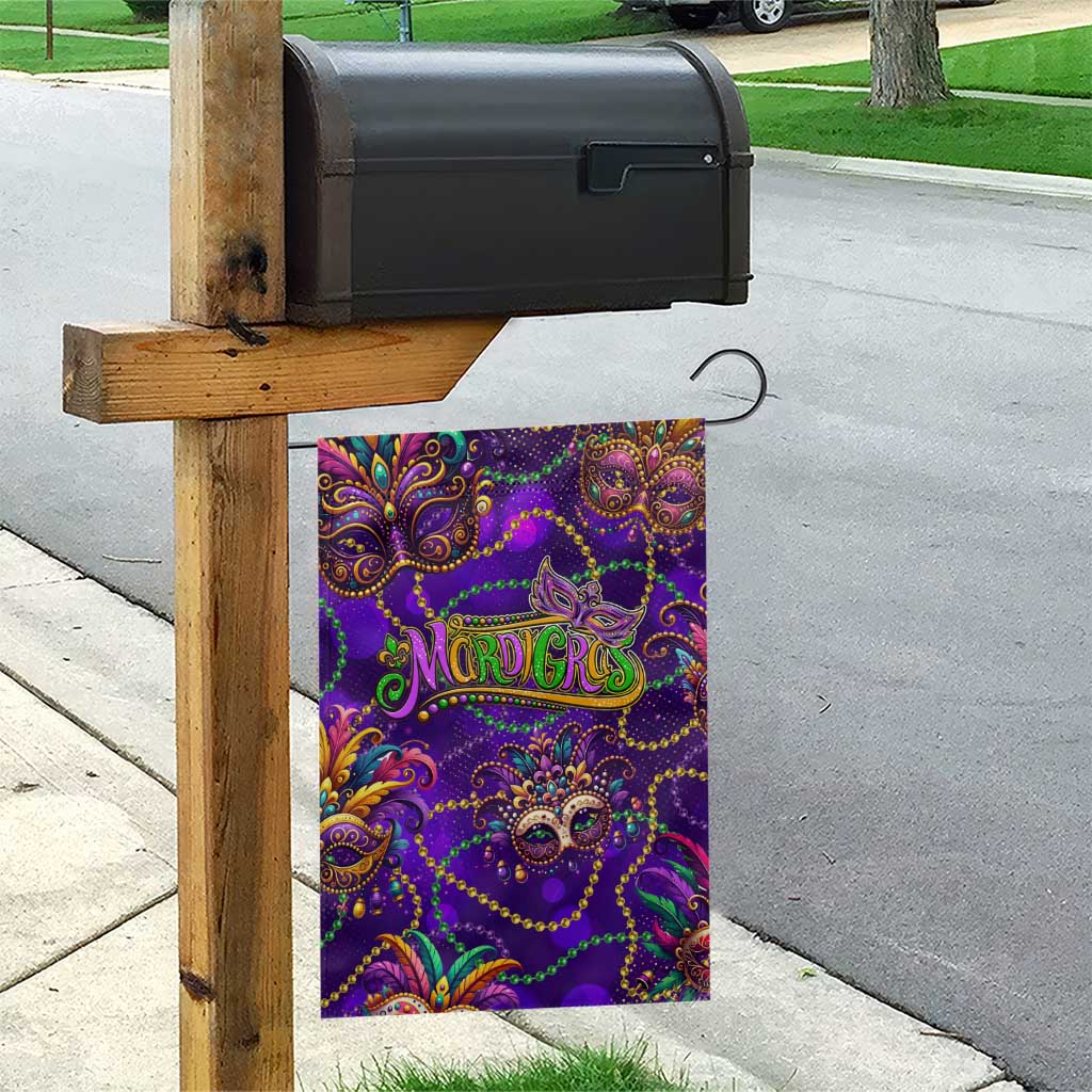 Mardi Gras Garden Flag Mask Glitter Art - Wonder Print Shop