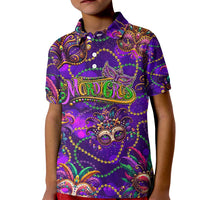 Mardi Gras Kid Polo Shirt Mask Glitter Art - Wonder Print Shop