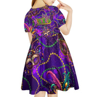 Mardi Gras Kid Short Sleeve Dress Mask Glitter Art - Wonder Print Shop