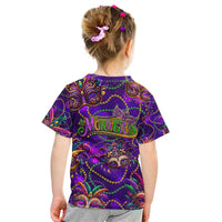 Mardi Gras Kid T Shirt Mask Glitter Art - Wonder Print Shop