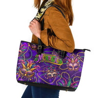 Mardi Gras Leather Tote Bag Mask Glitter Art