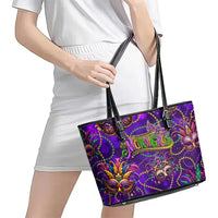 Mardi Gras Leather Tote Bag Mask Glitter Art