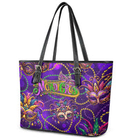 Mardi Gras Leather Tote Bag Mask Glitter Art