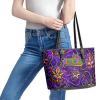 Mardi Gras Leather Tote Bag Mask Glitter Art